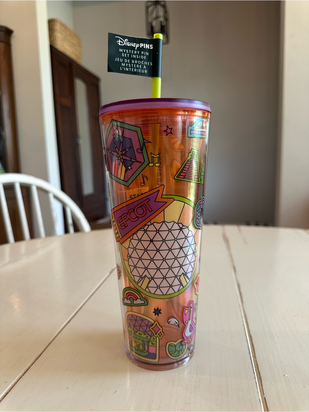 Disney Parks Epcot Starbucks Tumbler with Straw (no pins included)